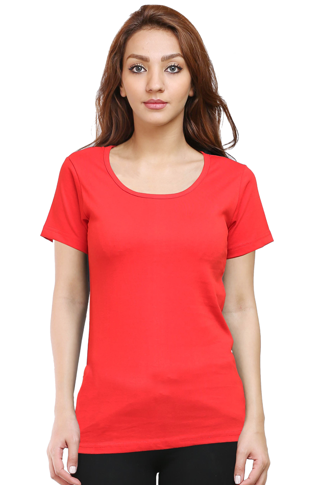 Plain/Solid Women's Round Neck Cotton Tshirt