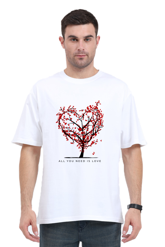 All You Need Is Love Unisex Oversized Cotton White Graphic Tshirt