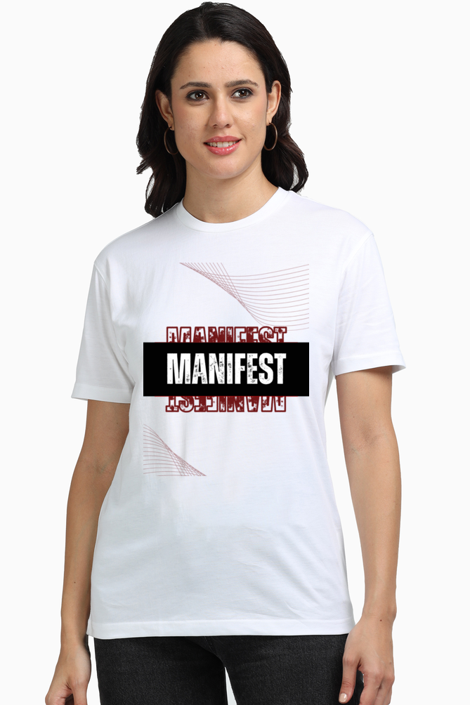 Manifest Women's Premium Supima Cotton White Graphic Tshirt