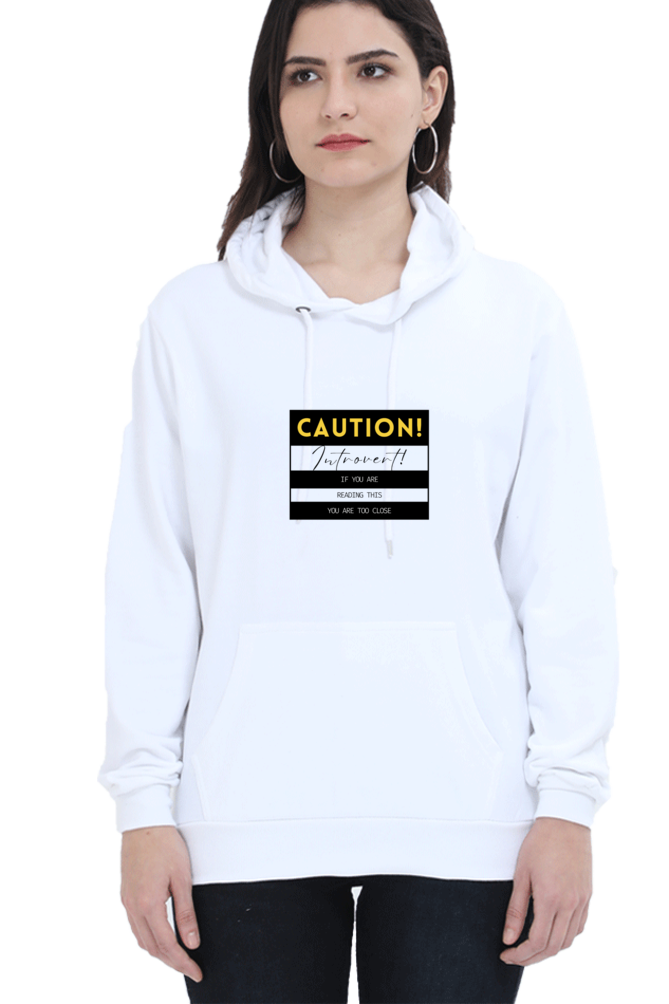 Caution Introvert Female Graphic Hoodie