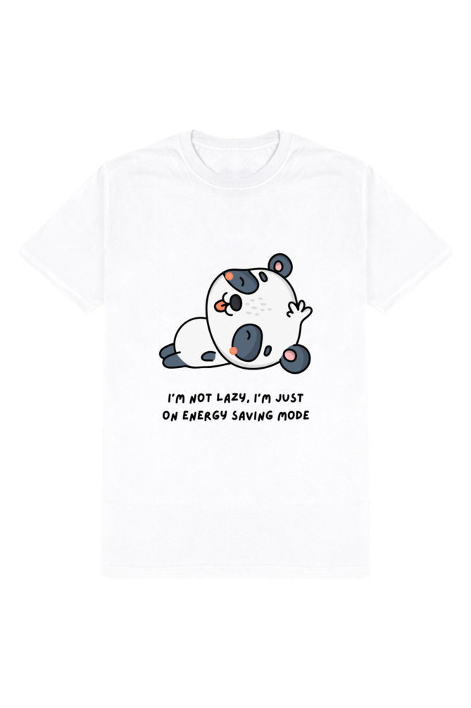 I'm Not Lazy Men's Round Neck Half Sleeve White Graphic Tshirt