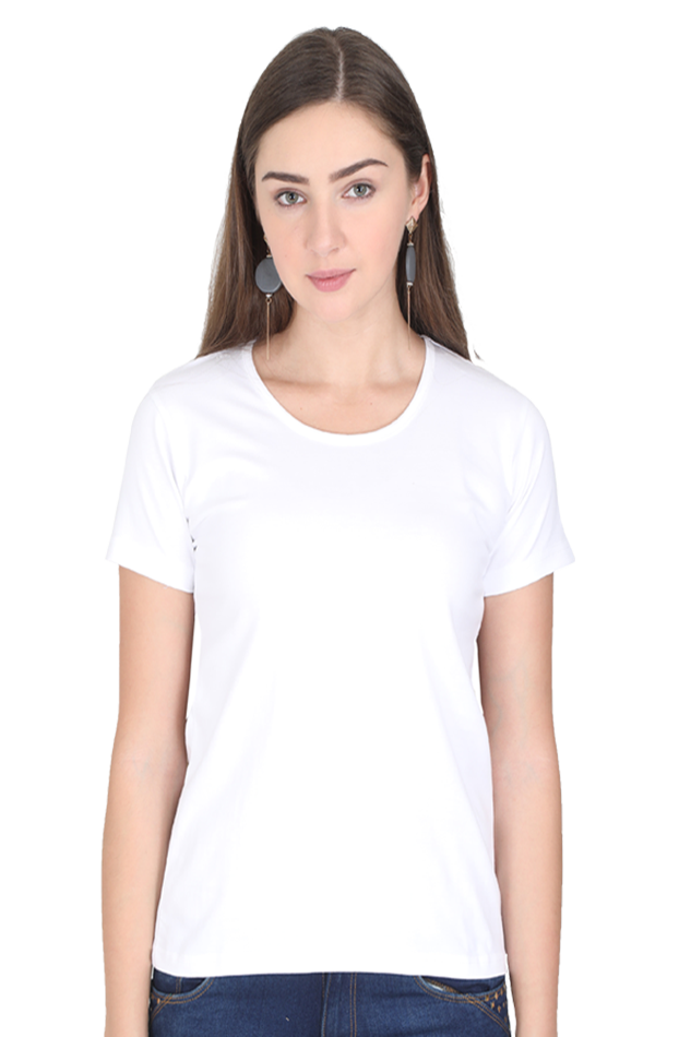Plain/Solid Women's Round Neck Cotton Tshirt