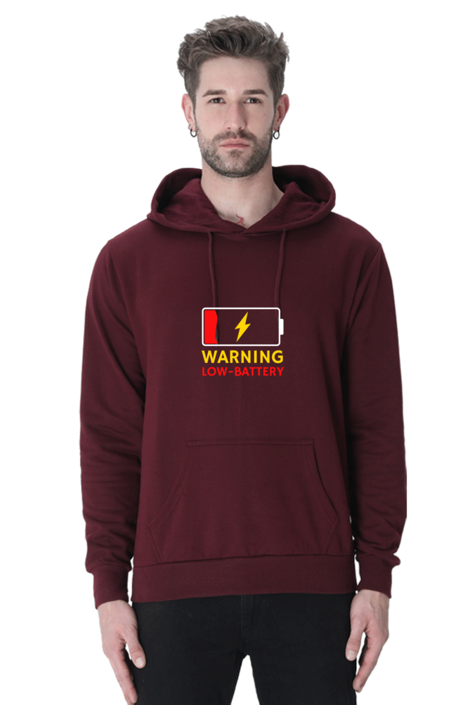 Warning Low Battery Male Graphic Hoodie
