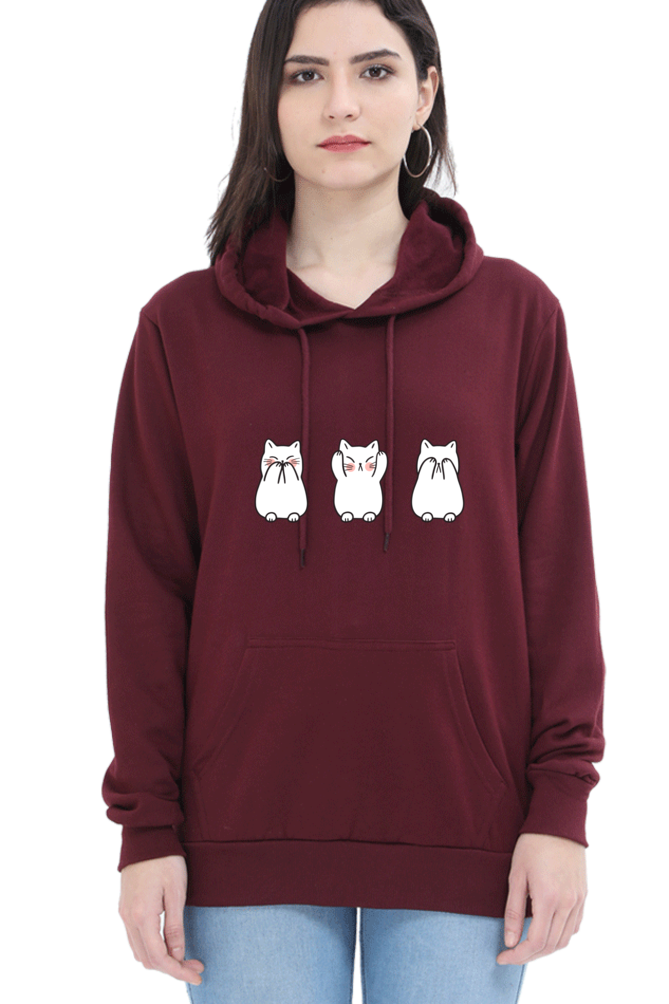 Three Wise Cats Female Graphic Hoodie