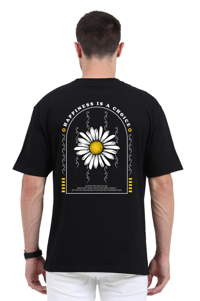 Happiness Is a Choice Unisex Oversized Cotton Black Graphic Tshirt