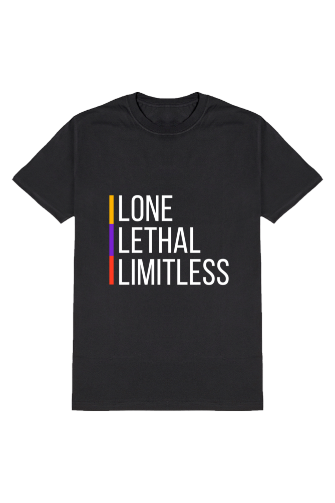 Lone Lethal Limitless Men's Round Neck Half Sleeve Black Graphic Tshirt