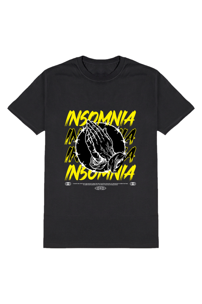 Insomnia Men's Round Neck Half Sleeve Black Graphic Tshirt