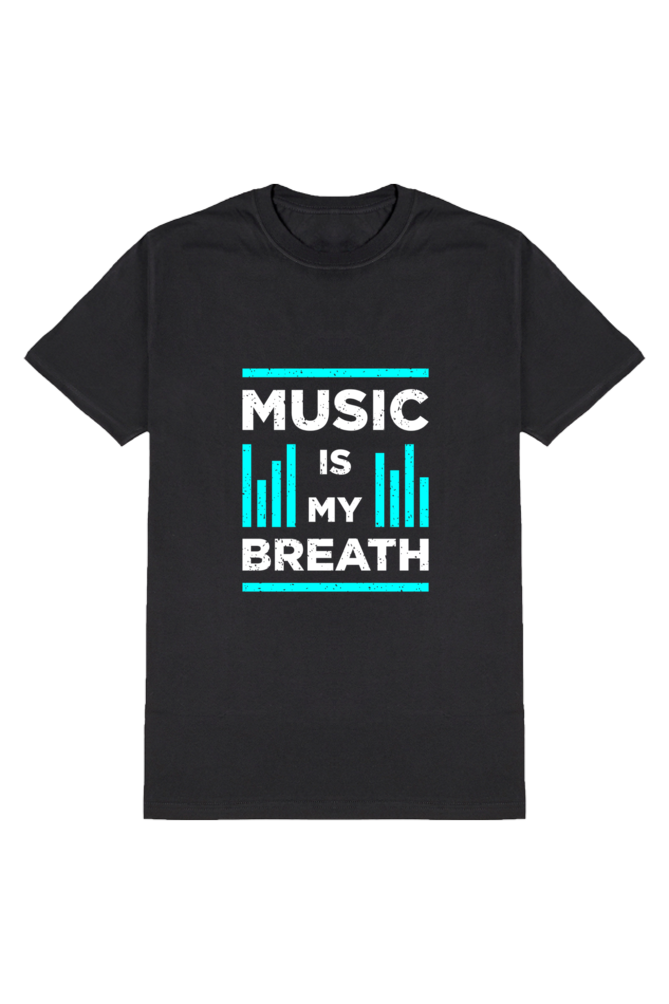 Music is my Breath Men's Round Neck Half Sleeve Black Graphic Tshirt