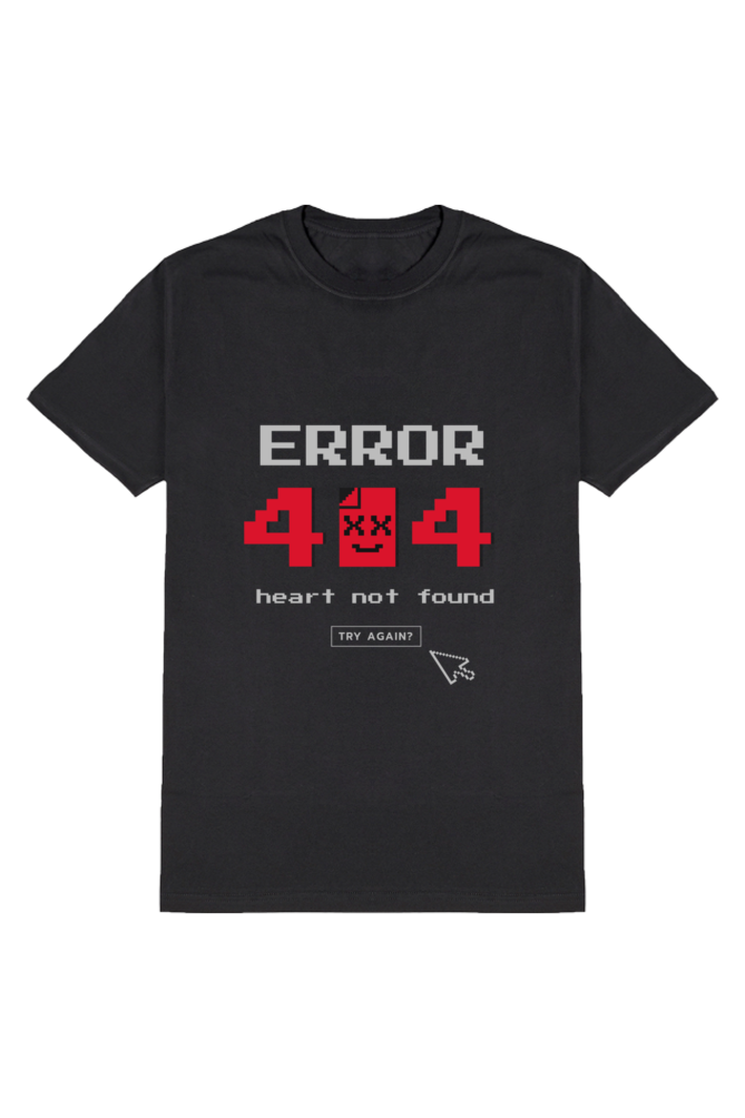 Error 404 Men's Round Neck Half Sleeve Black Graphic Tshirt