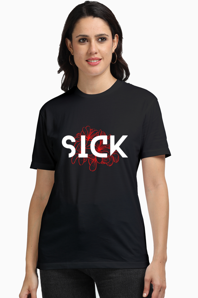 Sick Women's Premium Supima Cotton Black Graphic Tshirt