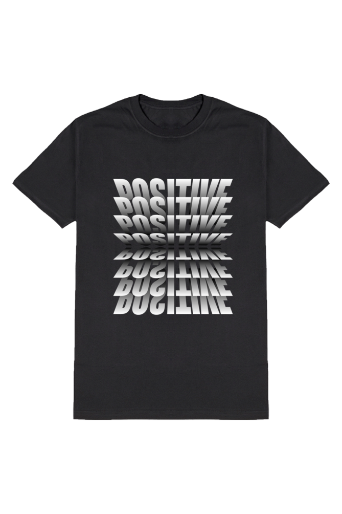 Positive Men's Round Neck Half Sleeve Black Graphic Tshirt