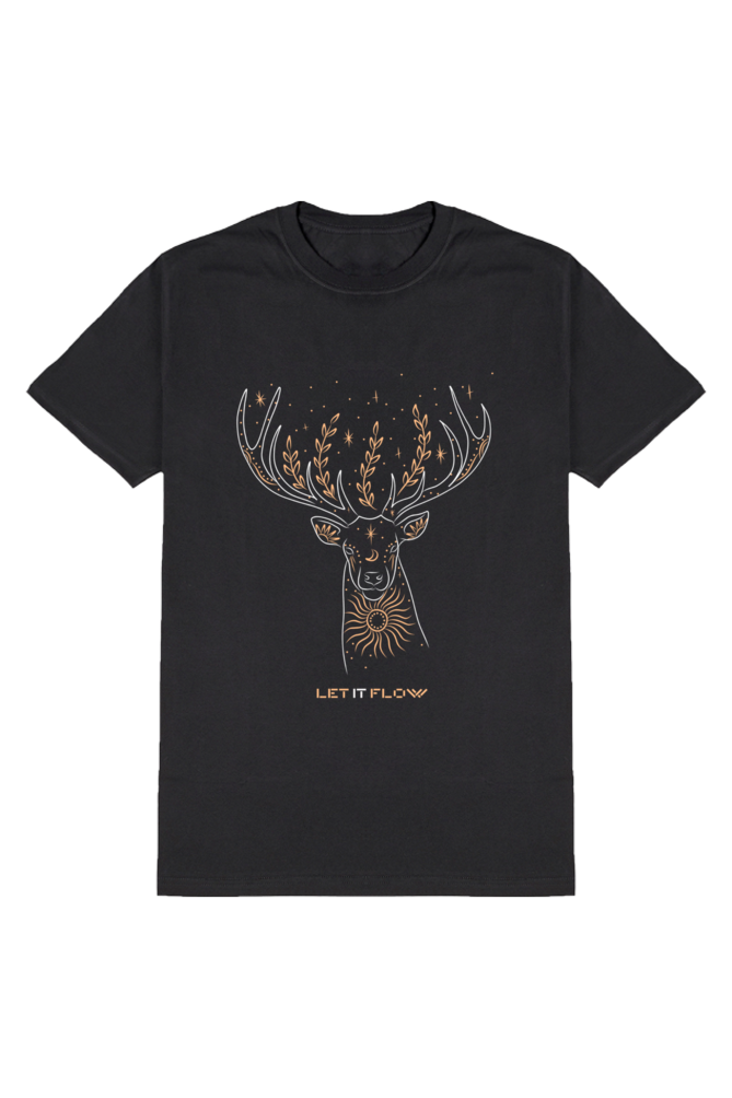 Let It Flow Men's Round Neck Half Sleeve Black Graphic Tshirt