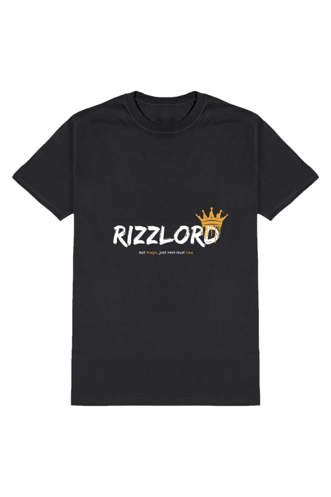 Rizzlord Men's Round Neck Half Sleeve Black Graphic Tshirt