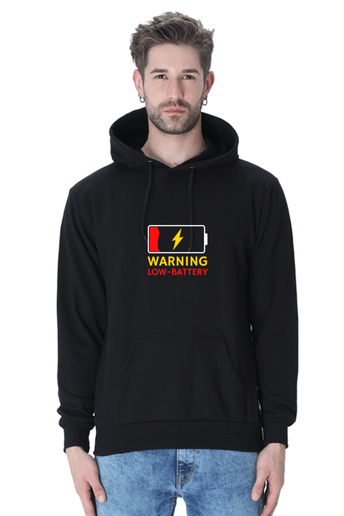 Warning Low Battery Male Graphic Hoodie