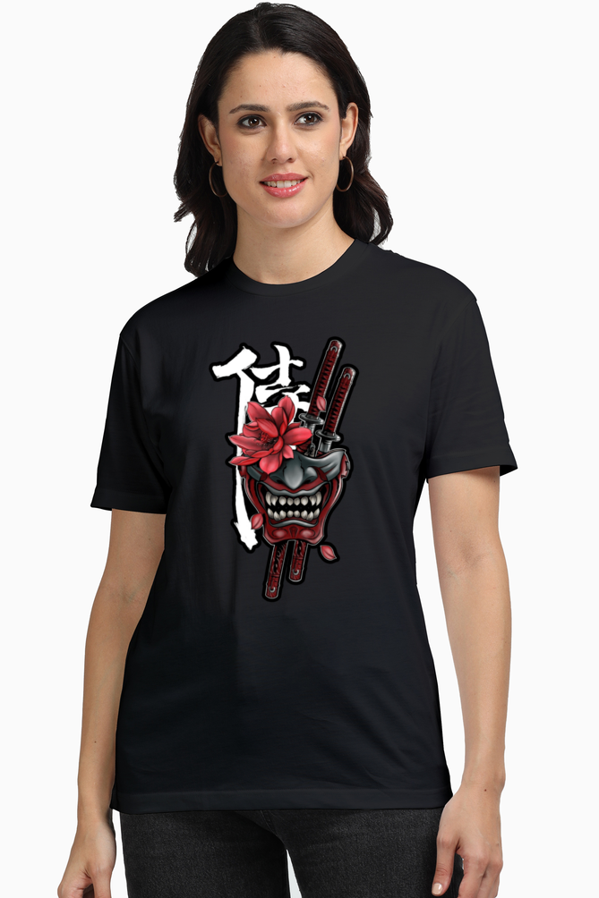 Crimson Samurai Women's Premium Supima Cotton Black Graphic Tshirt