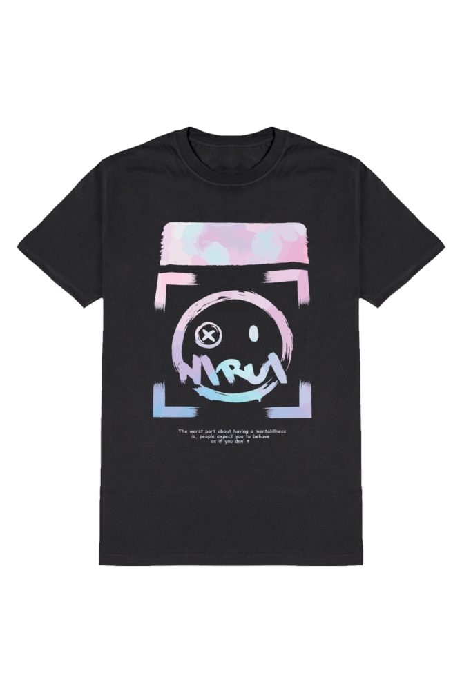 Nirui Men's Round Neck Half Sleeve Black Graphic Tshirt