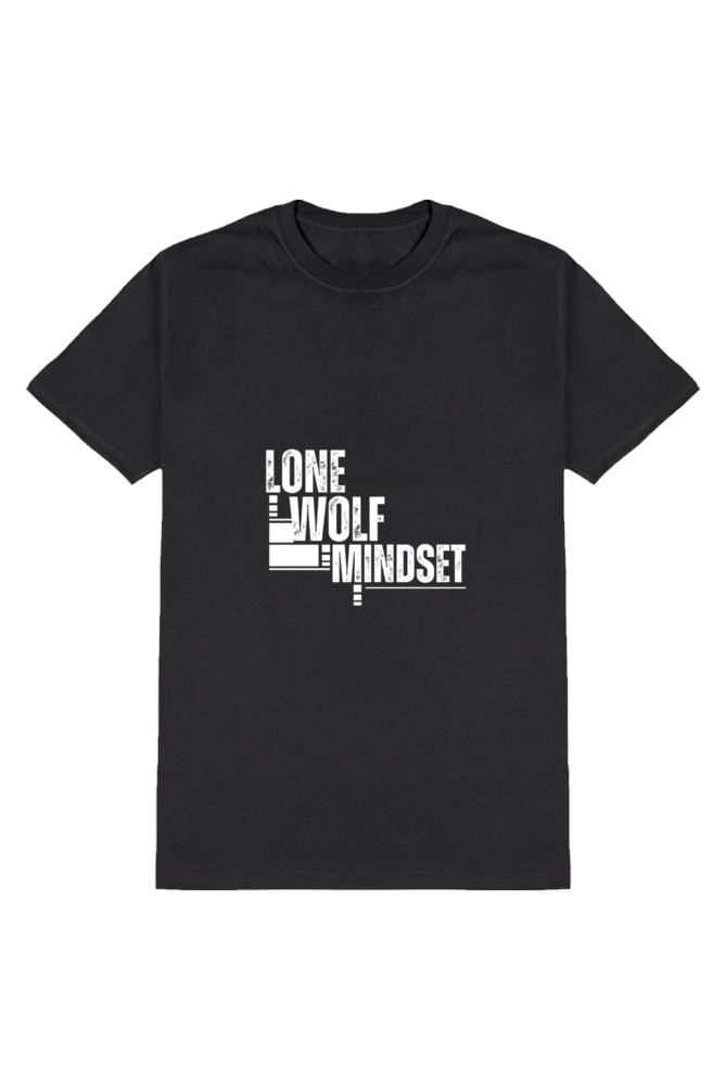 Lone Wolf Mindset Men's Round Neck Half Sleeve Black Graphic Tshirt