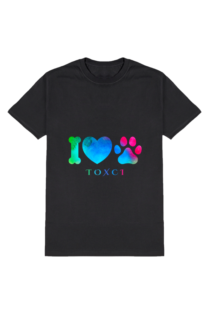 I Love Dogs Men's Round Neck Half Sleeve Black Graphic Tshirt