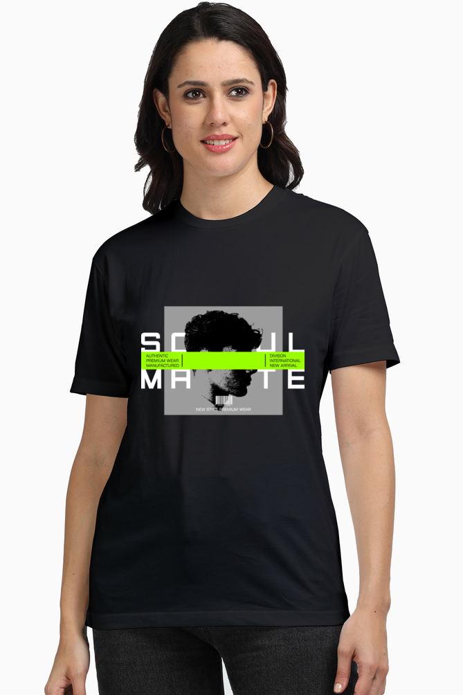 Soul Mate Women's Premium Supima Cotton Black Graphic Tshirt