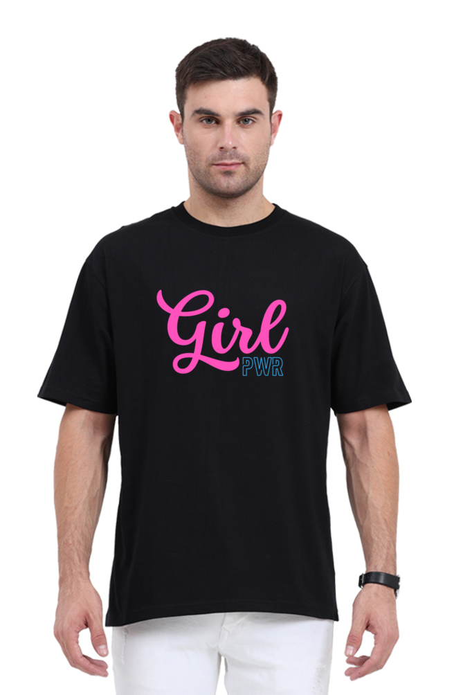 Girl Pwr Unisex Oversized Cotton Black Graphic Tshirt