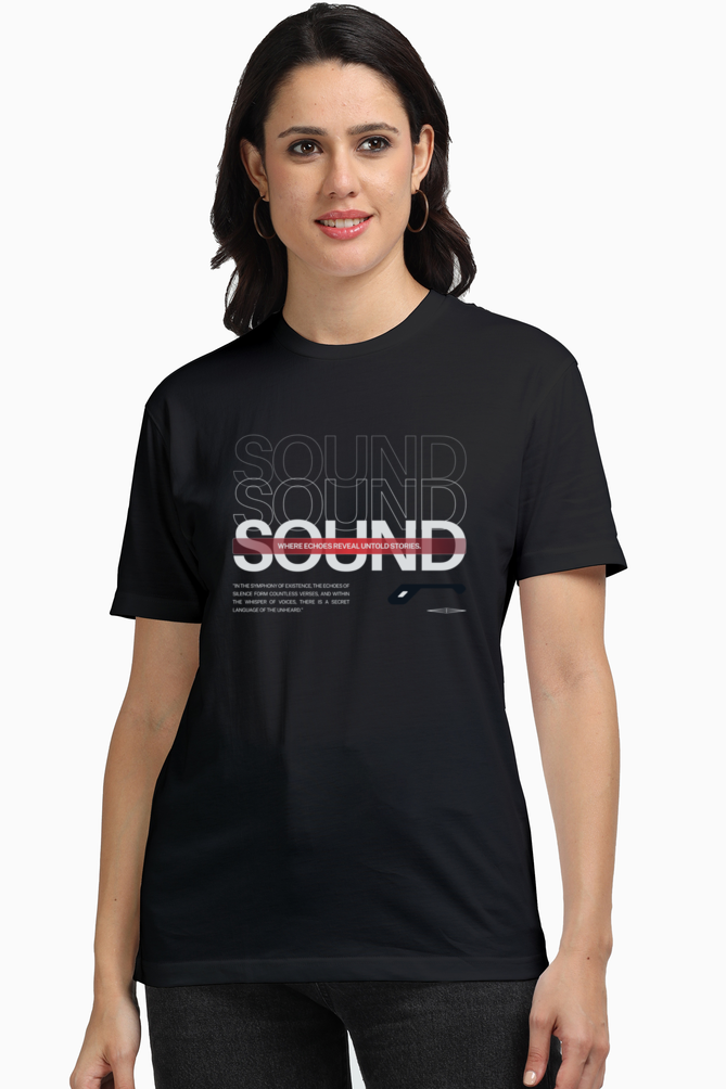 Sound Women's Premium Supima Cotton Black Graphic Tshirt