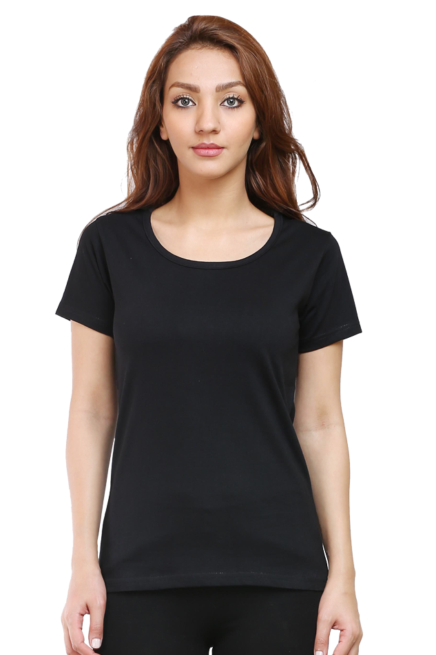 Plain/Solid Women's Round Neck Cotton Tshirt