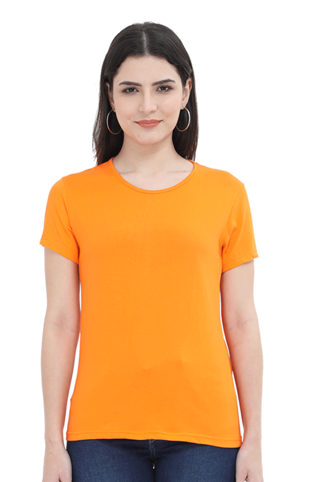 Plain/Solid Women's Round Neck Cotton Tshirt