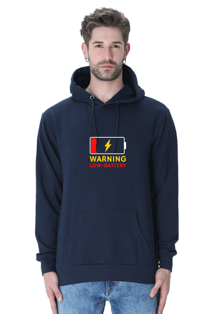 Warning Low Battery Male Graphic Hoodie