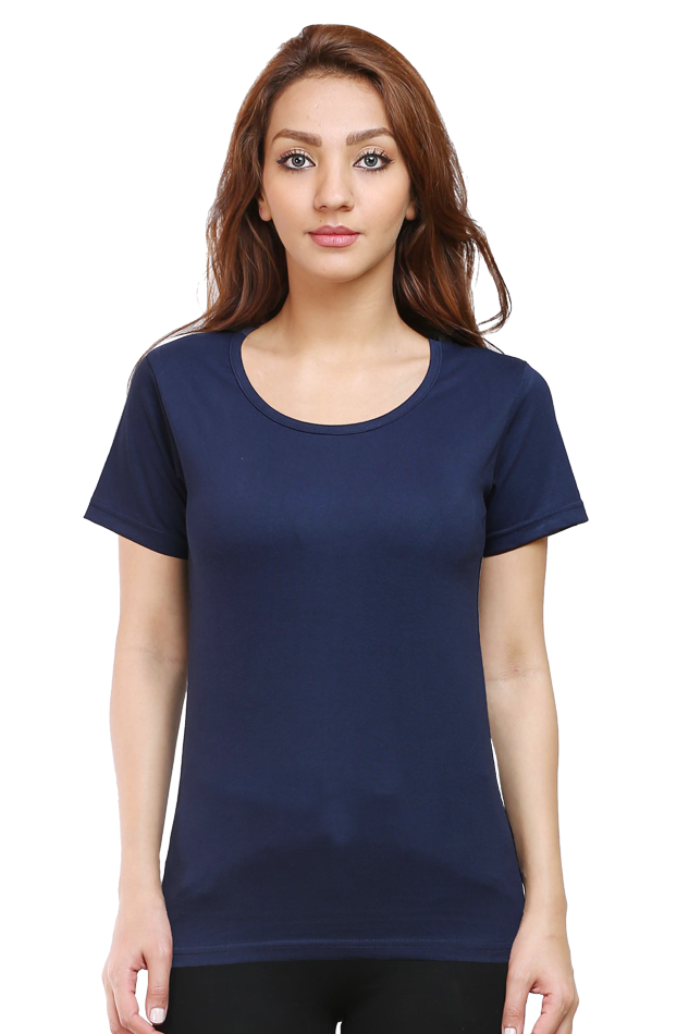 Plain/Solid Women's Round Neck Cotton Tshirt