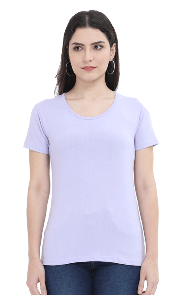 Plain/Solid Women's Round Neck Cotton Tshirt