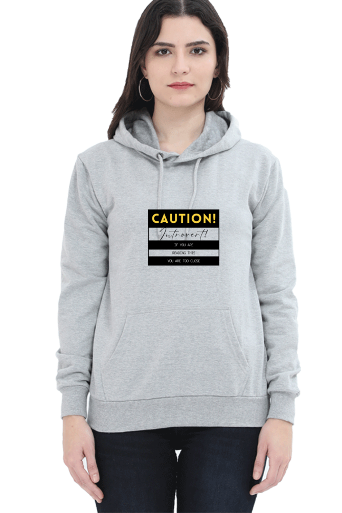 Caution Introvert Female Graphic Hoodie