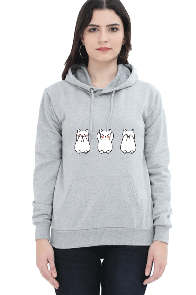 Three Wise Cats Female Graphic Hoodie