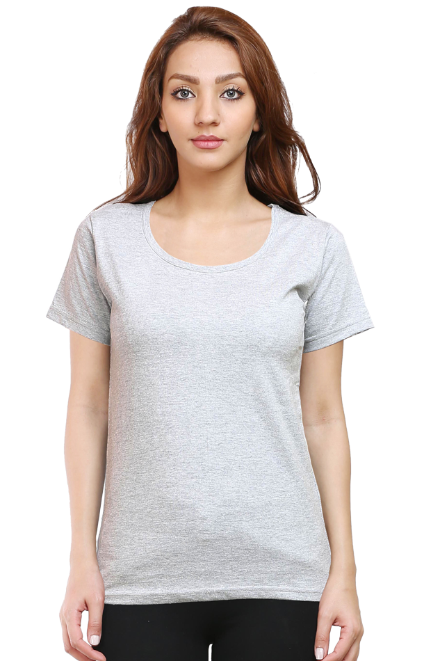 Plain/Solid Women's Round Neck Cotton Tshirt