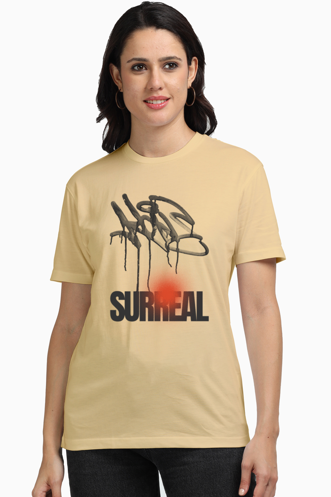 Surreal Women's Premium Supima Cotton Beige Graphic Tshirt