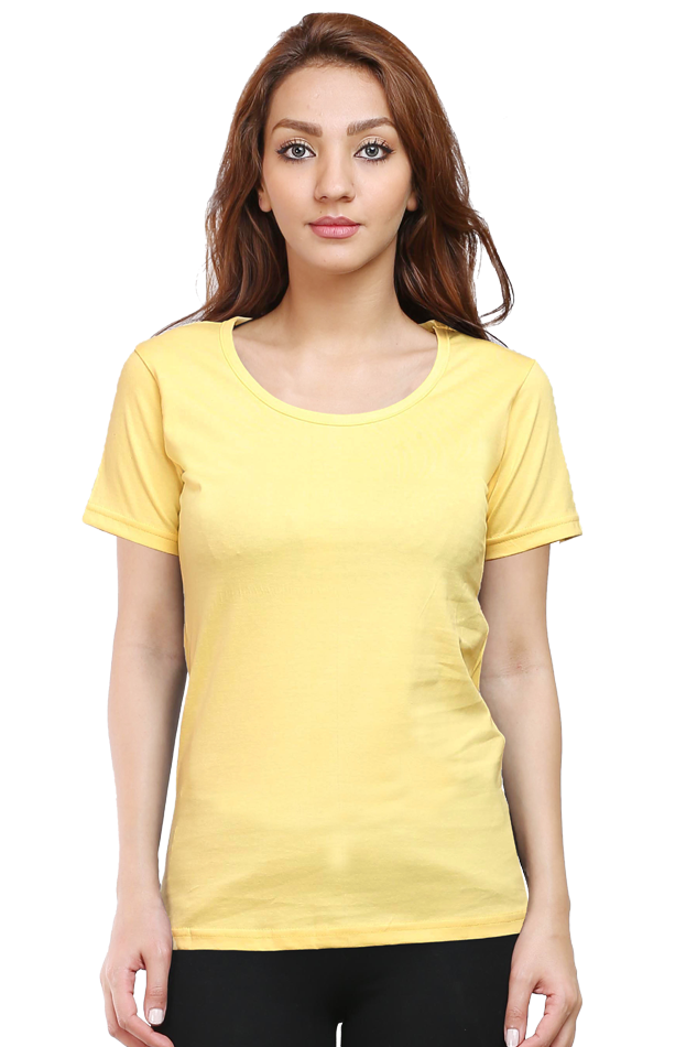 Plain/Solid Women's Round Neck Cotton Tshirt