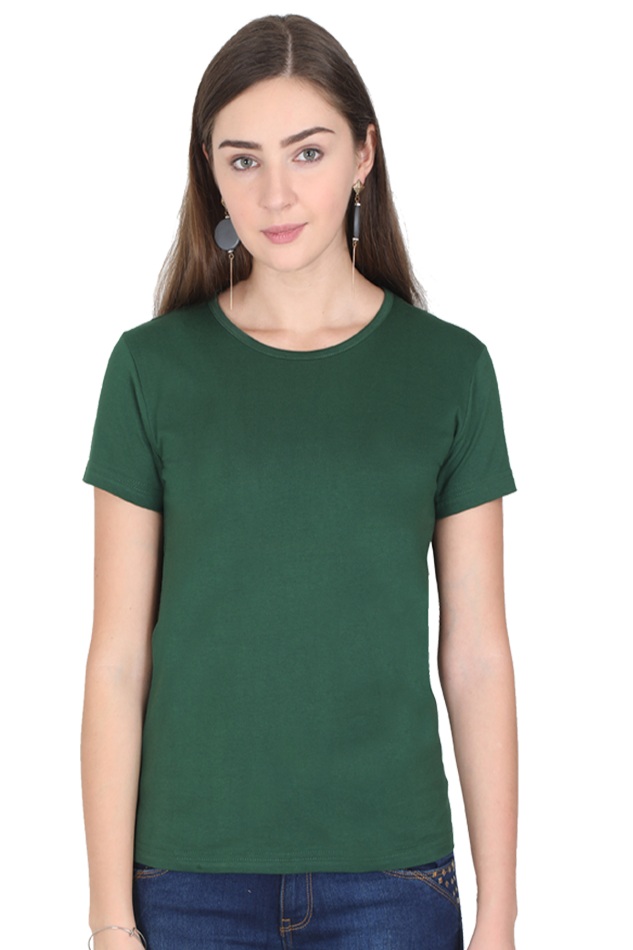 Plain/Solid Women's Round Neck Cotton Tshirt