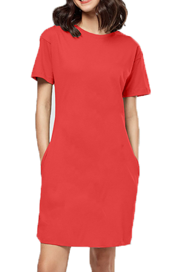 Plain/Solid Women's Cotton Tshirt Dress