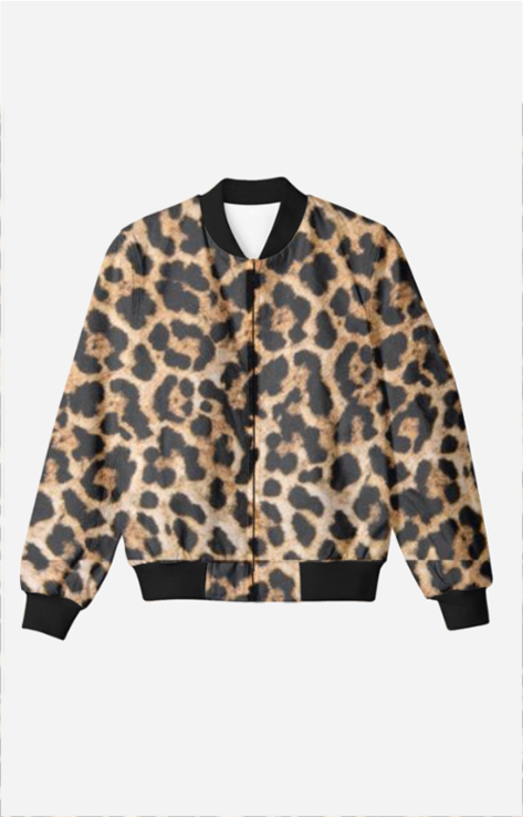 Leopard Print Men's All Over Printed Bomber Jacket