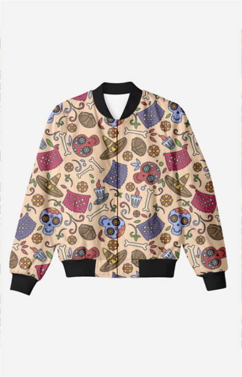 Mexican Folk Art Pattern Men's All Over Printed Bomber Jacket