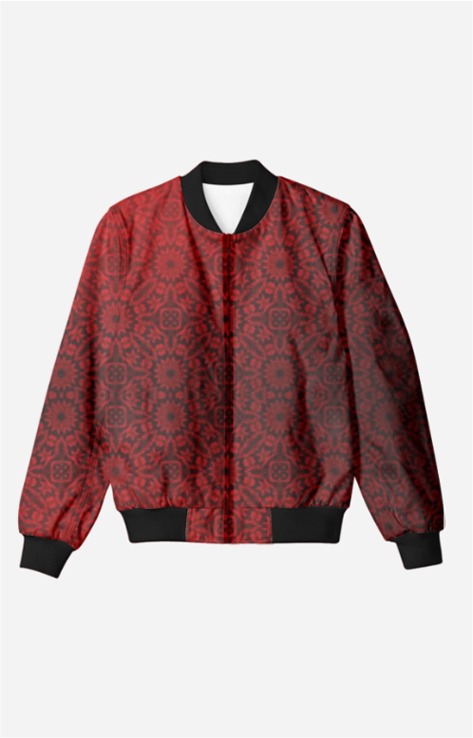 Red Floral Design Men's All Over Printed Bomber Jacket