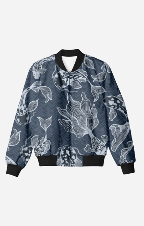 Koi Fish Pattern Men's All Over Printed Bomber Jacket