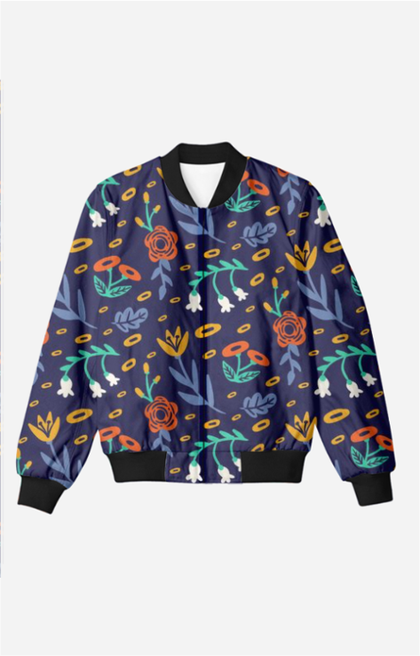 Colorful Flowers Men's All Over Printed Bomber Jacket