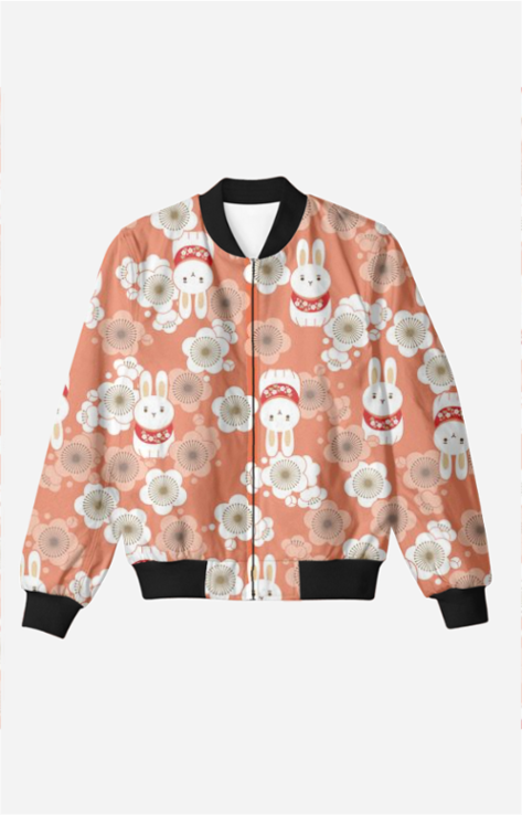 Plum Blossom Pattern Men's All Over Printed Bomber Jacket