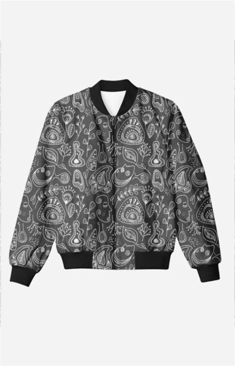 Whimsical Pattern Men's All Over Printed Bomber Jacket