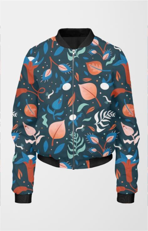 Floral Pattern Women's All Over Printed Bomber Jacket