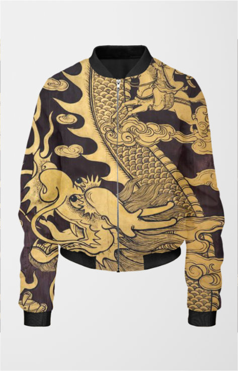 Golden Dragon Women's All Over Printed Bomber Jacket