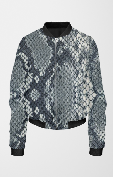 Reptile Print Women's All Over Printed Bomber Jacket