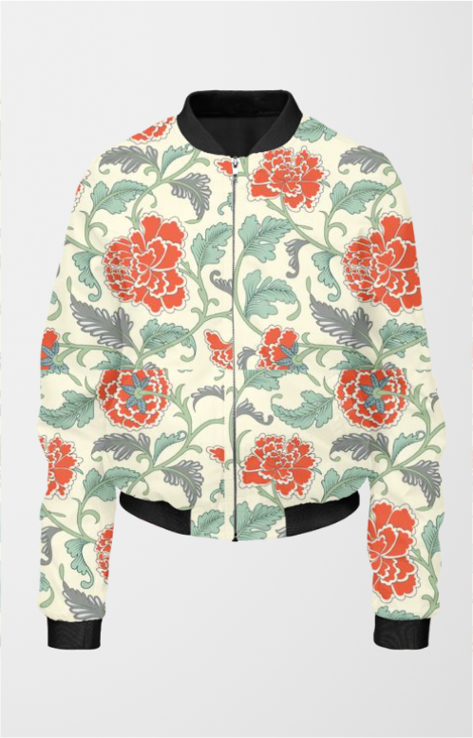 Peony Pattern Women's All Over Printed Bomber Jacket