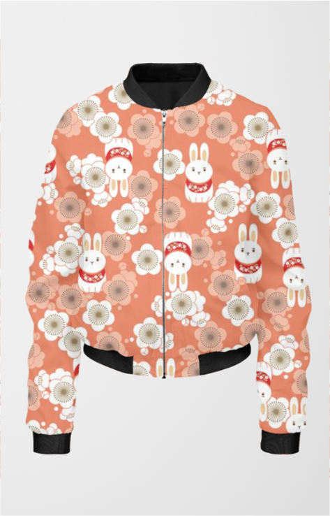 Plum Blossom Pattern Women's All Over Printed Bomber Jacket