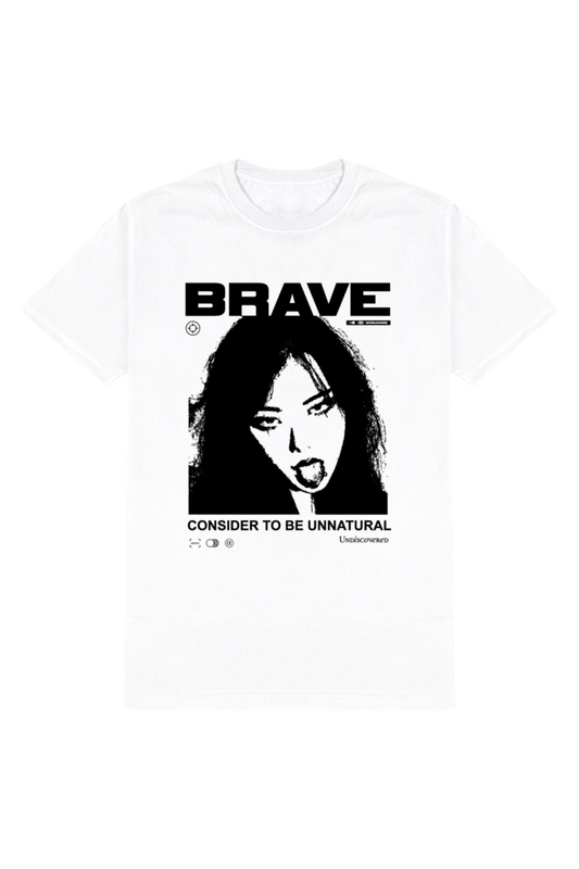 Brave Woman Men's Round Neck Half Sleeve White Graphic Tshirt